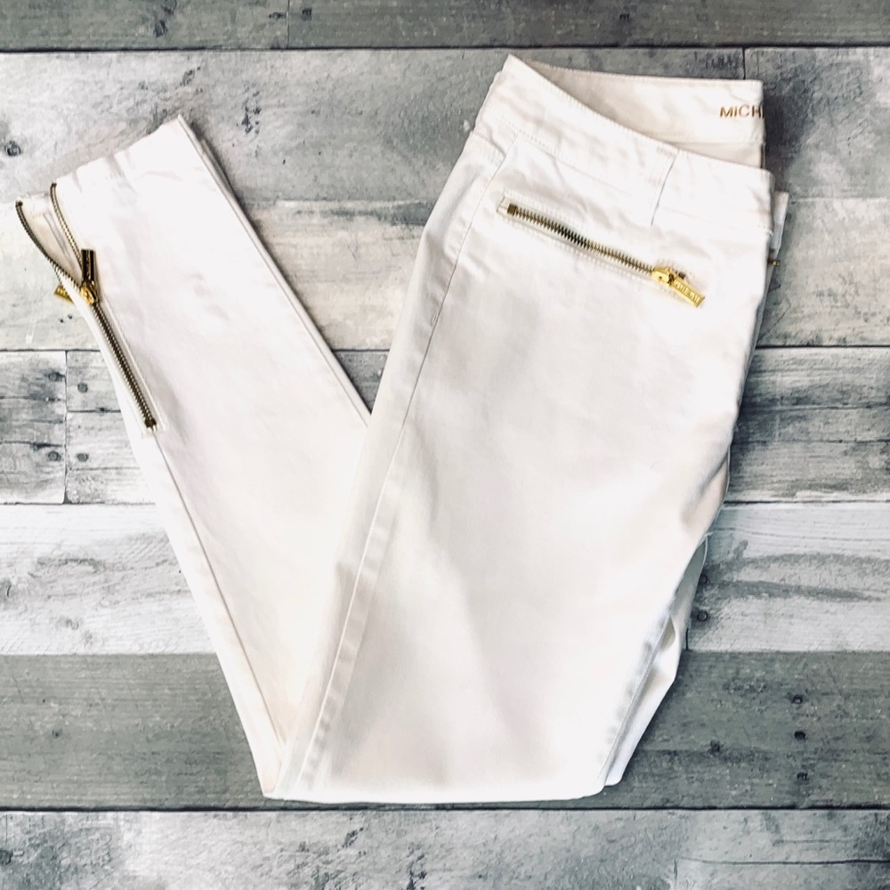 Michael Kors White Skinny Jean with Gold Accents - Picture 2 of 8